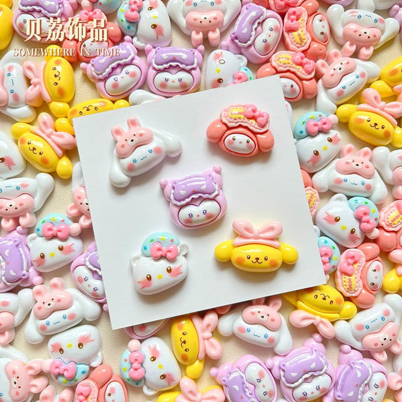 สติกเกอร์เรซิ่น รูปซานริโอ้ แวววาว สําหรับทําเครื่องประดับ ติดเคสโทรศัพท์ กิ๊บติดผม ถ้วยน้ํา รองเท้า diy รูปที่ 2