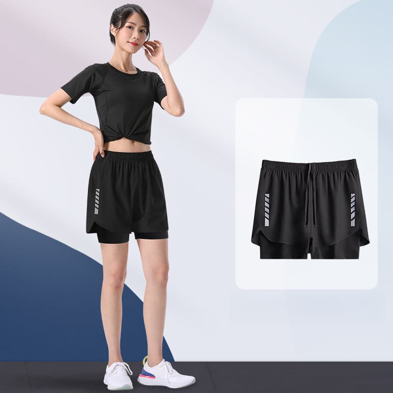MANSTR M-5xl Unisex 2-in-1 Dir-Fit กางเกงขาสั้นวิ่งกางเกงขาสั้นขี่จักรยานกางเกงกีฬาตาข่ายกางเกงขาสั้นสองชั้นกางเกงสีดํา/สีเทา/สีฟ้า รูปที่ 3