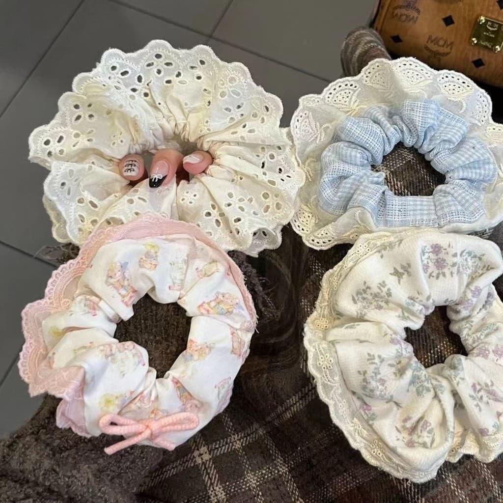Ins Ballet Style Lace Lace Scrunchy Hair Tie รูปที่ 2