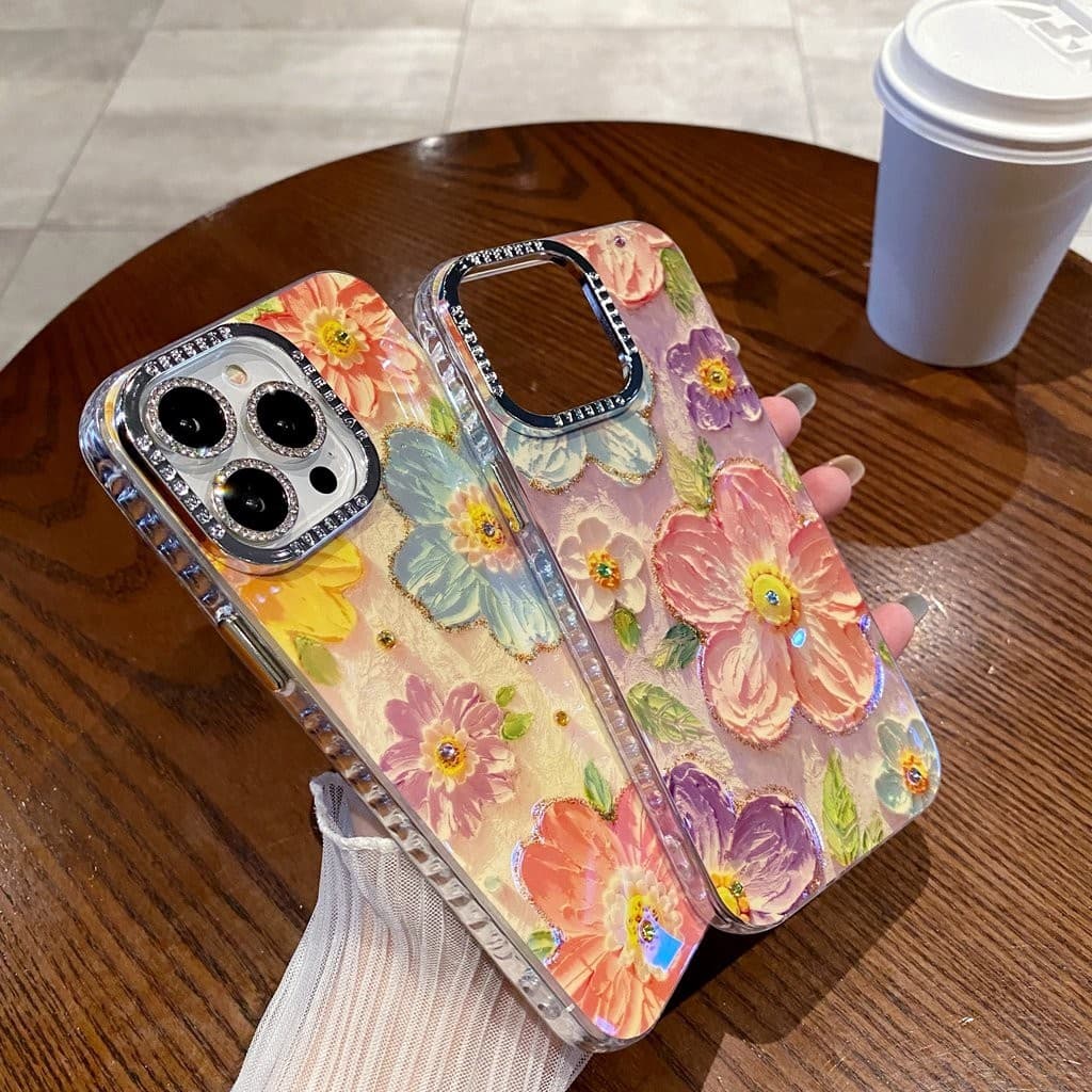 ปลอกสําหรับ iPhone 17 Air 16 15 Pro Max 11 14 12 13 Creative Blu-ray Design ภาพวาดสีน้ํามันดอกไม้กันกระแทก TPU Anti-scratch เคสโทรศัพท์พร้อมฟิล์มกล้องเกราะป้องกัน รูปที่ 7