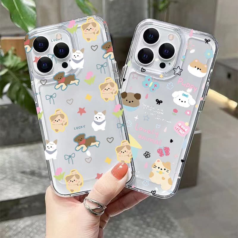 การ์ตูนน่ารักผีเสื้อสุนัขคู่สําหรับredmi 13 14C 12 13Cหมายเหตุ14 13 12 11 Pro Plus Turbo 12S 11 10S 9S Proสนุกคําสัตว์หรูหราใสกันกระแทกTPUนุ่ม รูปที่ 6