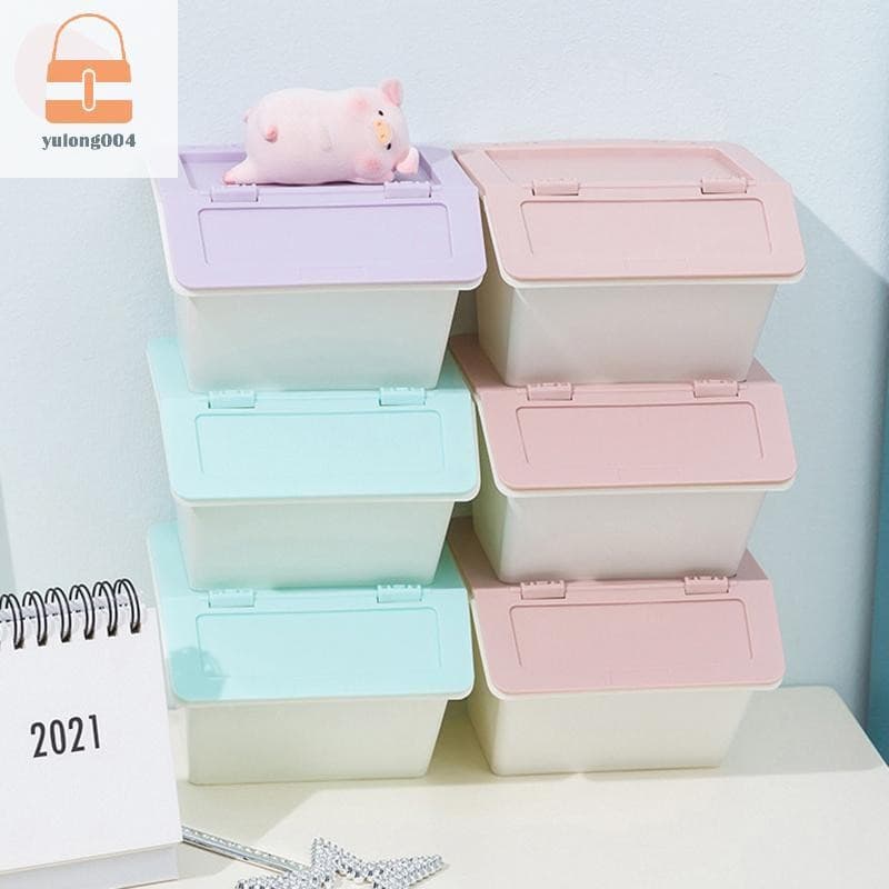กล่องเก็บของตั้งโต๊ะสามารถทําความสะอาดได้ 3 สี Stackable Folding Desktop Storage Simple And Easy Sundry Storage Drawer TH รูปที่ 4
