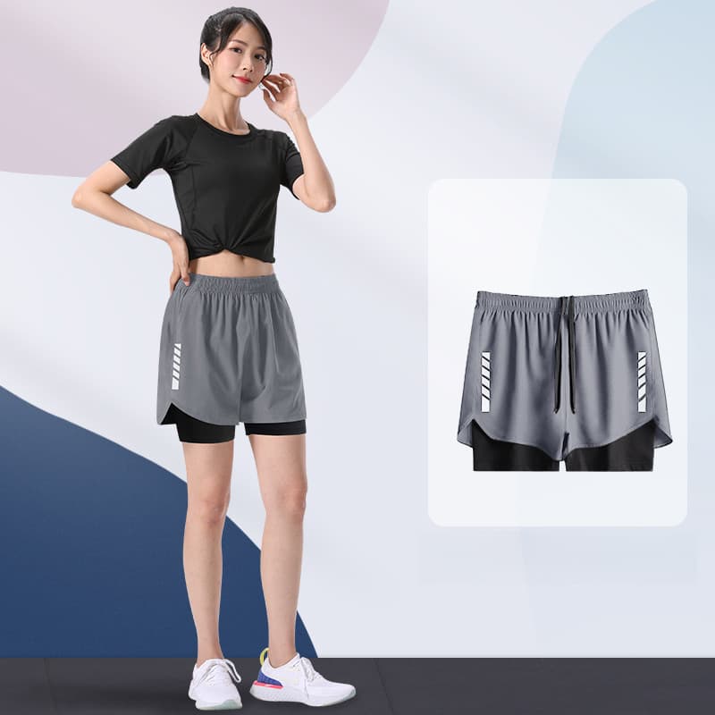 MANSTR M-5xl Unisex 2-in-1 Dir-Fit กางเกงขาสั้นวิ่งกางเกงขาสั้นขี่จักรยานกางเกงกีฬาตาข่ายกางเกงขาสั้นสองชั้นกางเกงสีดํา/สีเทา/สีฟ้า รูปที่ 4