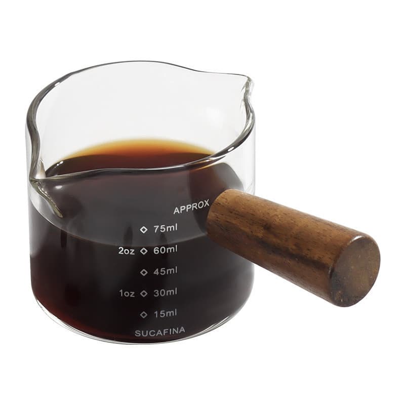 แก้วตวง กาแฟ ถ้วยตวงปากคู่ ด้ามจับไม้ พร้อมสเกล โปร่งใส ทนความร้อนสูง กาแฟ ด้าม ไม้ รูปที่ 9