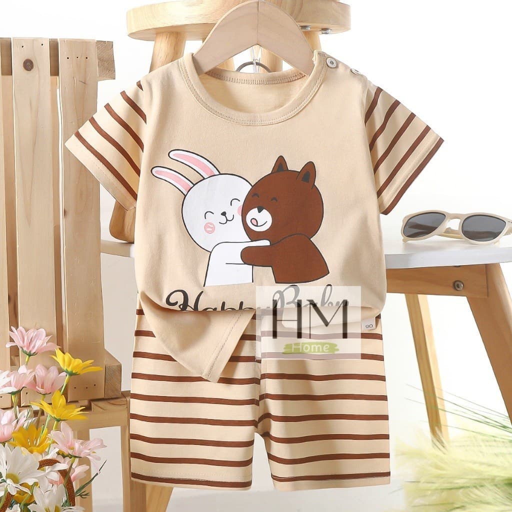 ใหม่ เสื้อผ้าเด็ก ชุดเซทเสื้อแขนสั้น+กางเกงขาสั้น ชุดเด็กลายการ์ตูน น่ารักๆ รูปที่ 4