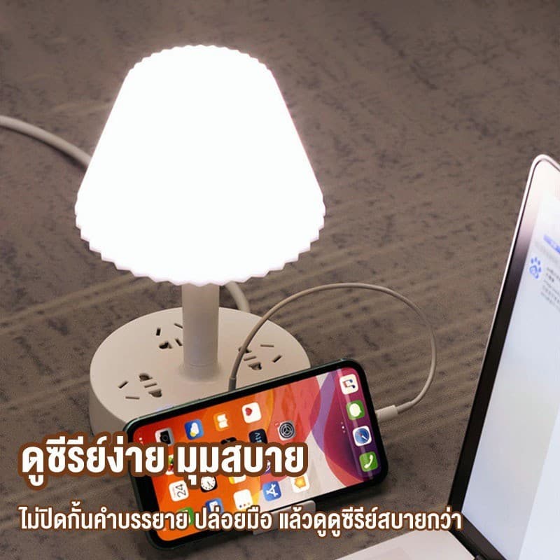 โคมไฟตั้งโต๊ะ โคมไฟ led โคมไฟหัวเตียง โคมไฟตั้งโต๊ะทำงาน/แสงอบอุ่นพร้อมช่องเสียบ USB หรี่แสงได้ รูปที่ 2