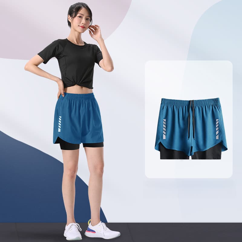 MANSTR M-5xl Unisex 2-in-1 Dir-Fit กางเกงขาสั้นวิ่งกางเกงขาสั้นขี่จักรยานกางเกงกีฬาตาข่ายกางเกงขาสั้นสองชั้นกางเกงสีดํา/สีเทา/สีฟ้า รูปที่ 5