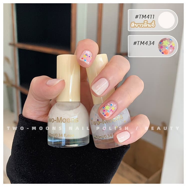 ส่งจากไทย Two-moons ของแท้ เซ็ตสีทาเล็บ น้ำยาทาเล็บ ยาทาเล็บกึ่งเจล แพคคู่ ขนาด10ml*2 ไม่อบ ไม่ต้องอบ รูปที่ 3