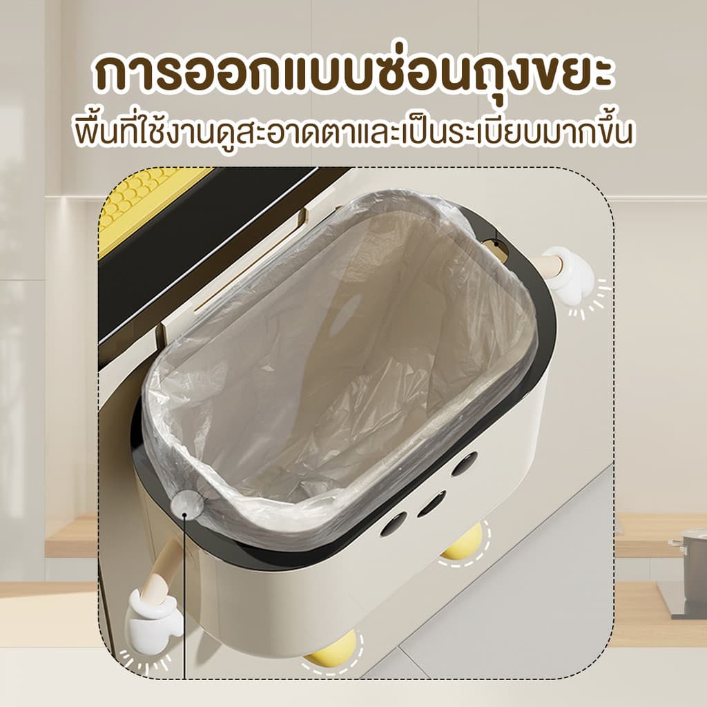 ถังขยะพลาสติก ติดผนัง พร้อมฝาปิด ถังขยะแขวน สําหรับห้องครัวห้องน้ำ ถังขยะกันน้ำมีฝาปิด ถุงขยะ มีดีไซน์ รูปที่ 3