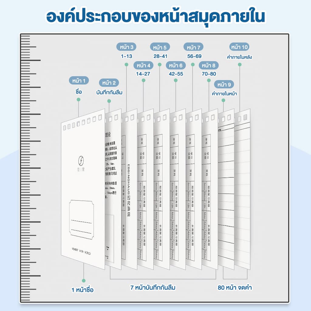 Ohayo สมุดบันทึก คำศัพท์ จดศัพท์สันห่วง สมุดโน๊ต ขนาด 74*135มม. เปิด/ปิดคำศัพท์ ช่วยให้จำง่ายขึ้น! พกง่าย ท่องศัพท์ รูปที่ 8
