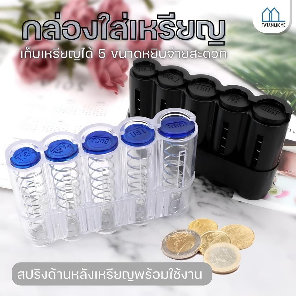 ที่วางเหรียญแบบสปริง ที่วางเหรียญแบบพกพา สำหรับตกแต่งรถหรือพกติดตัว รูปที่ 1