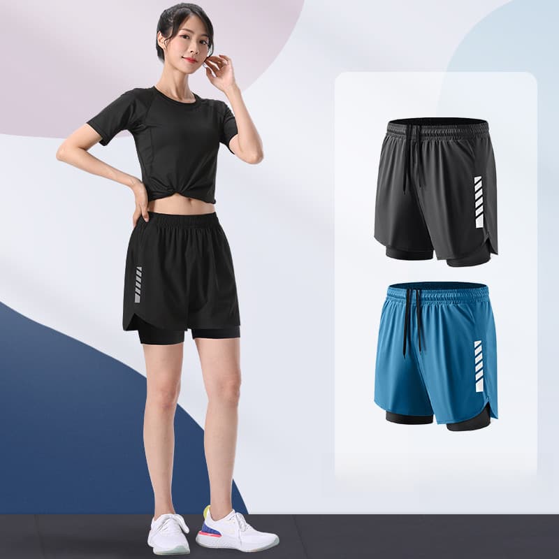 MANSTR M-5xl Unisex 2-in-1 Dir-Fit กางเกงขาสั้นวิ่งกางเกงขาสั้นขี่จักรยานกางเกงกีฬาตาข่ายกางเกงขาสั้นสองชั้นกางเกงสีดํา/สีเทา/สีฟ้า รูปที่ 7