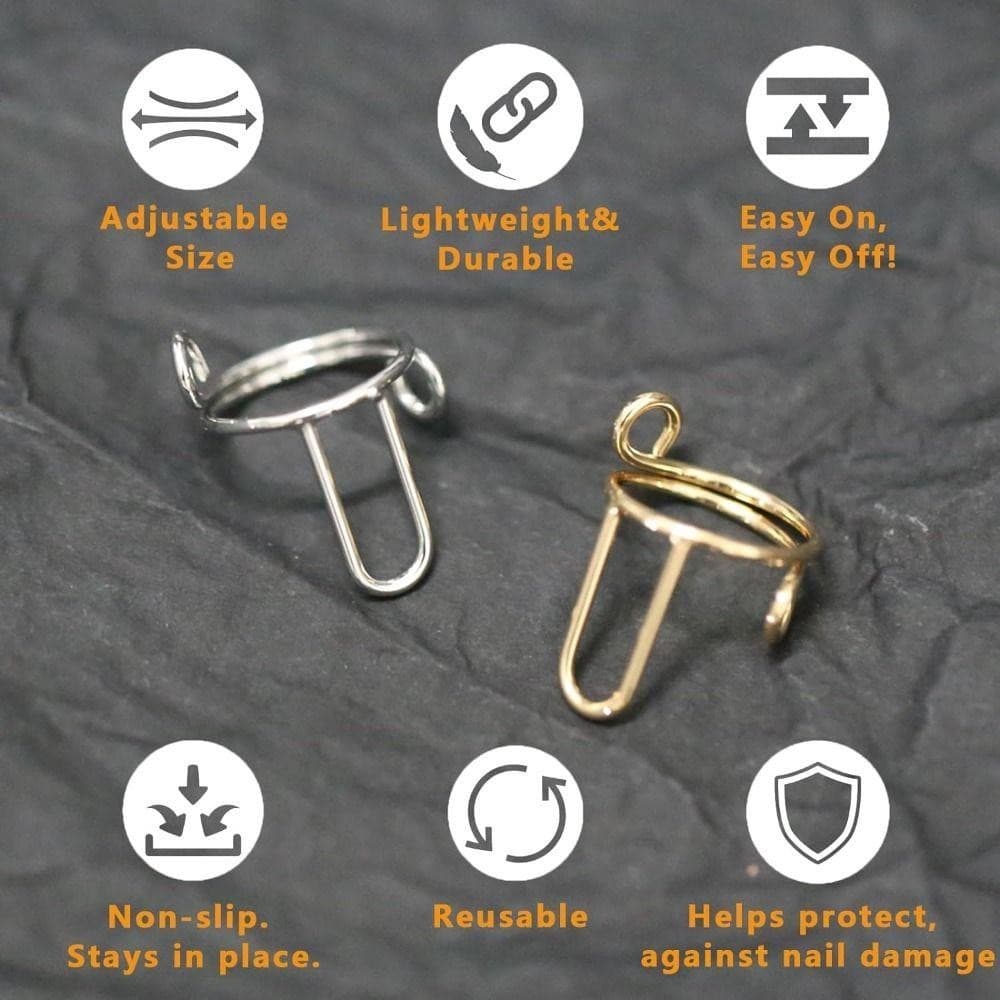 MILD Nail Rings, Gold Color Reusable Fingertip Nail Rings, Silver Color ถอดใช้งานง่าย Phalanx Ring Nail Art Decorative รูปที่ 6