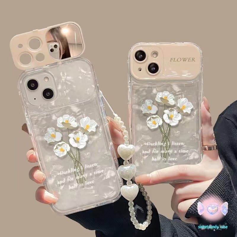 ใช้งานร่วมกับiPhone X XR XSสูงสุด 11 13 15 12 Pro Max 7 8 14 15 Plusดอกไม้vanity Mirrorเคสโทรศัพท์ซิลิโคนAnti-Fall case รูปที่ 6