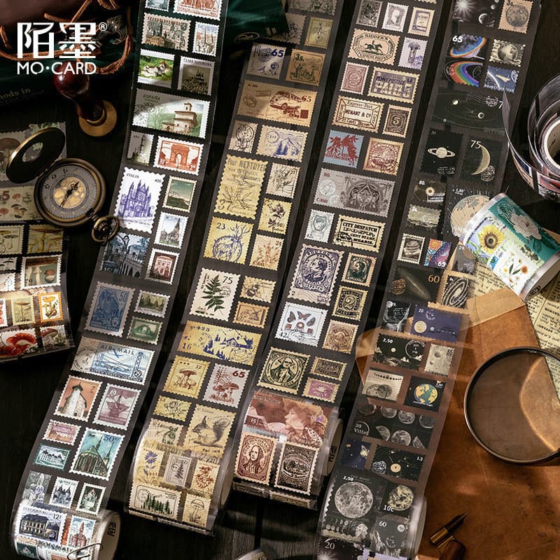 แสตมป ์ Vintage Washi เทปโบราณ Masking Retro งานศิลปะตกแต ่ งเทปสําหรับศิลปะ DIY หัตถกรรมวารสาร Planners Scrapbook ห ่ อ รูปที่ 2