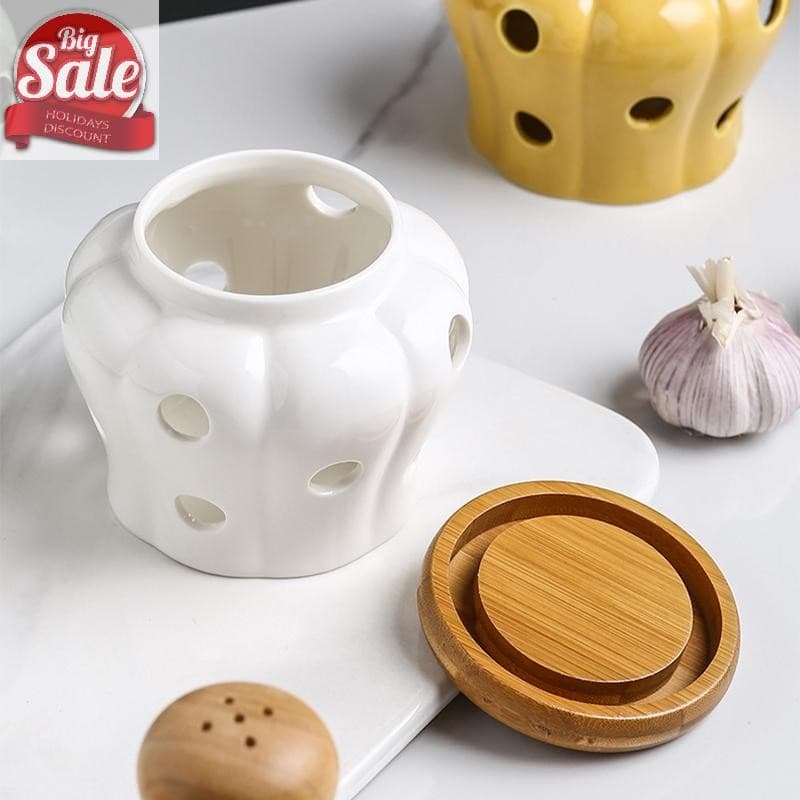 Af เซรามิคสีขาวกระเทียม Jar พร้อมฝาปิดประณีต Hollow Storage Jar กระเทียมขิง Jar เทียนโคมไฟในครัวเรือน Candy กล่อง A รูปที่ 8