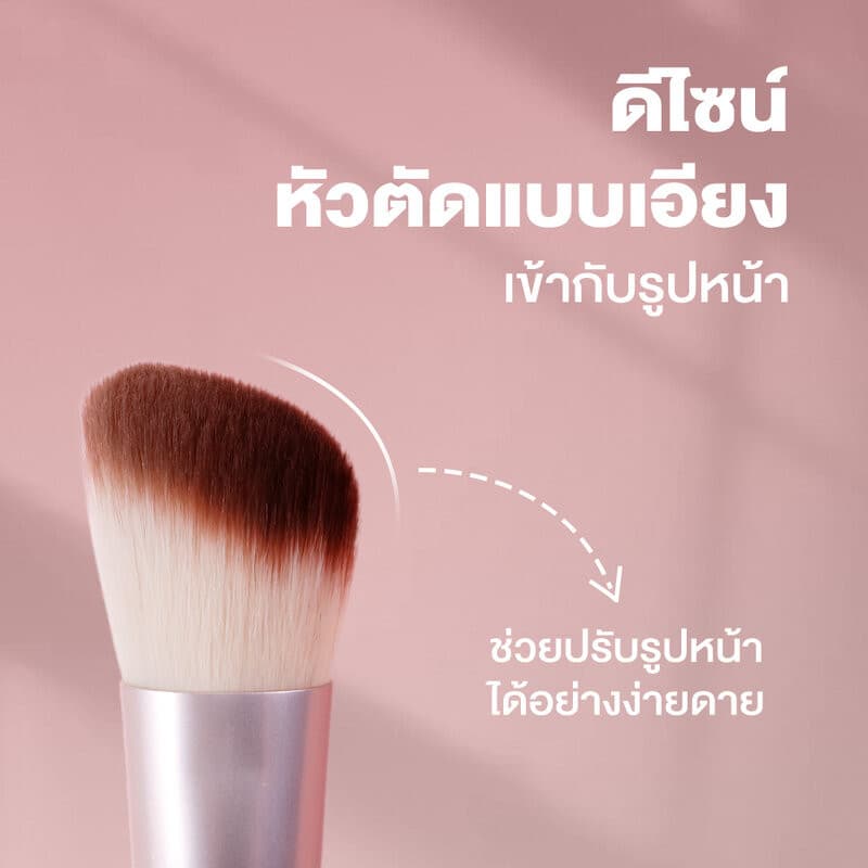 Oni Angled Contour Brush #Sakura Pink แปรงคอนทัวร์หัวตัดโอนิ สีชมพูซากุระ ขนนุ่มแน่นพิเศษ. รูปที่ 4