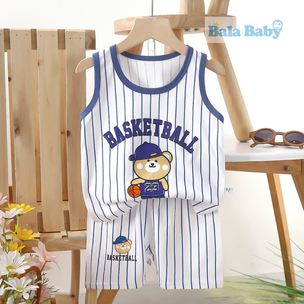 ชุดเด็ก เสื้อกร้าม+กางเกงขาสั้น เสื้อแขนกุด ผ้าcotton Size 80-110 cm BXT14 รูปที่ 4