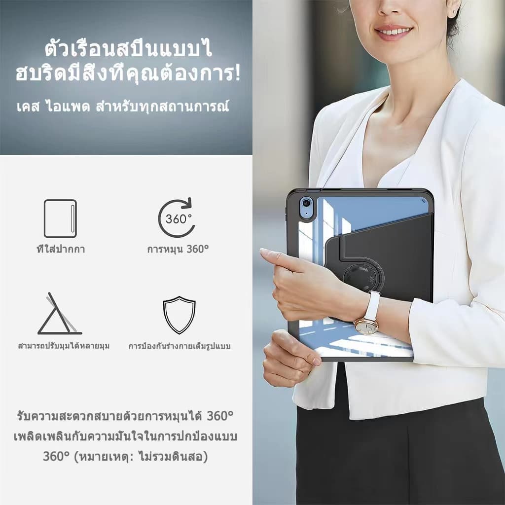รูปแบบการ์ตูน ปรับองศาได้ 360° เคสไอแพด 10th gen11 gen10 Gen7 Gen8 Gen9 Air4 air5/6/7/8 pro10.5 Pro11 gen12 PRO13 air11 รูปที่ 9