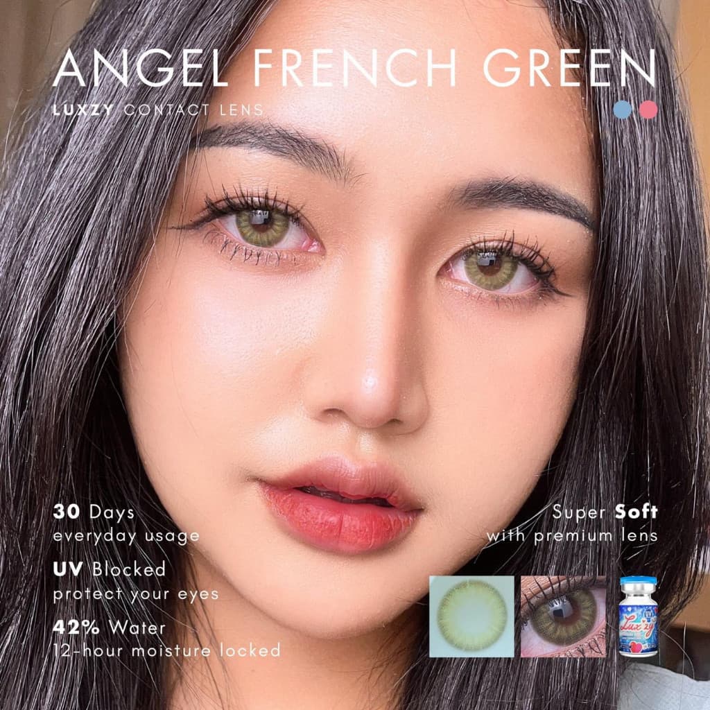 คอนแทคเลนส์ Angel French Green / Blue ⭐ลายฮิต ขายดีมาก กรองแสงกันยูวี รูปที่ 5