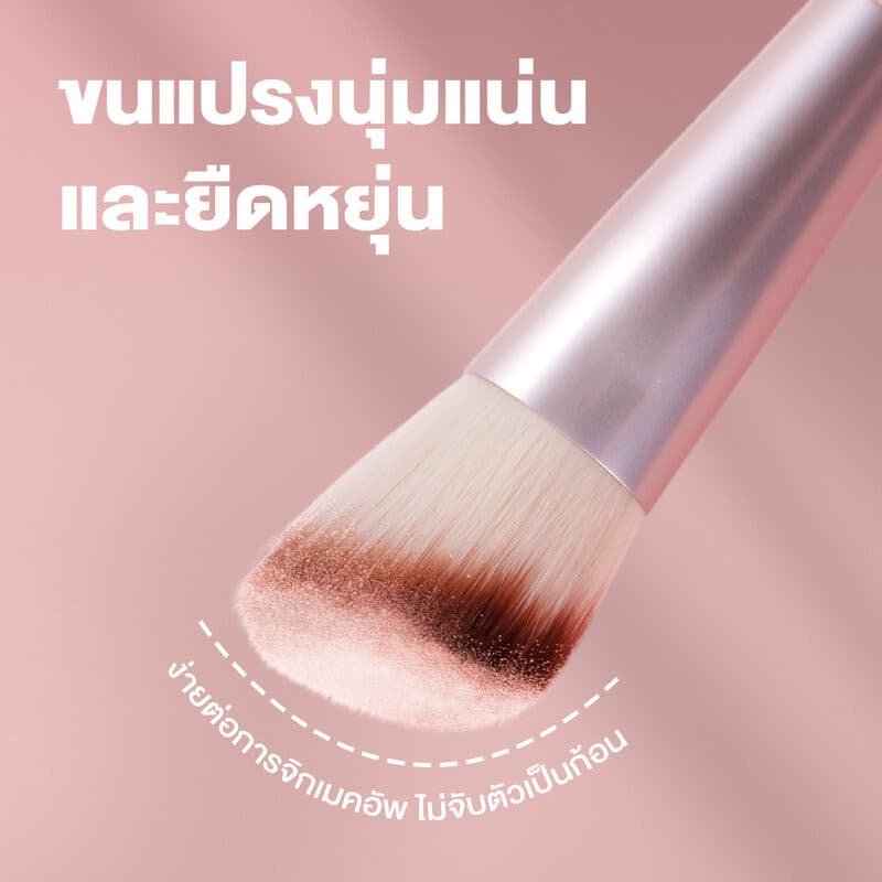 Oni Angled Contour Brush #Sakura Pink แปรงคอนทัวร์หัวตัดโอนิ สีชมพูซากุระ ขนนุ่มแน่นพิเศษ. รูปที่ 3