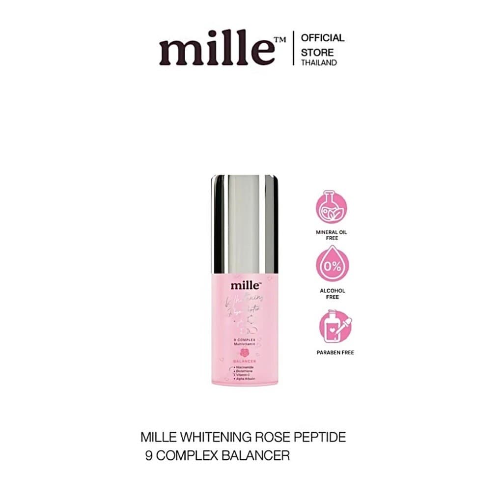 ** 1 หลอด ** มิลเล่ มอยส์เจล สูตรใหม่ MILLE WHITENING ROSE PEPTIDE SET (BALANCER 35 ml./ GEL FOAM 30g./GEL CREAM 25g.) รูปที่ 3