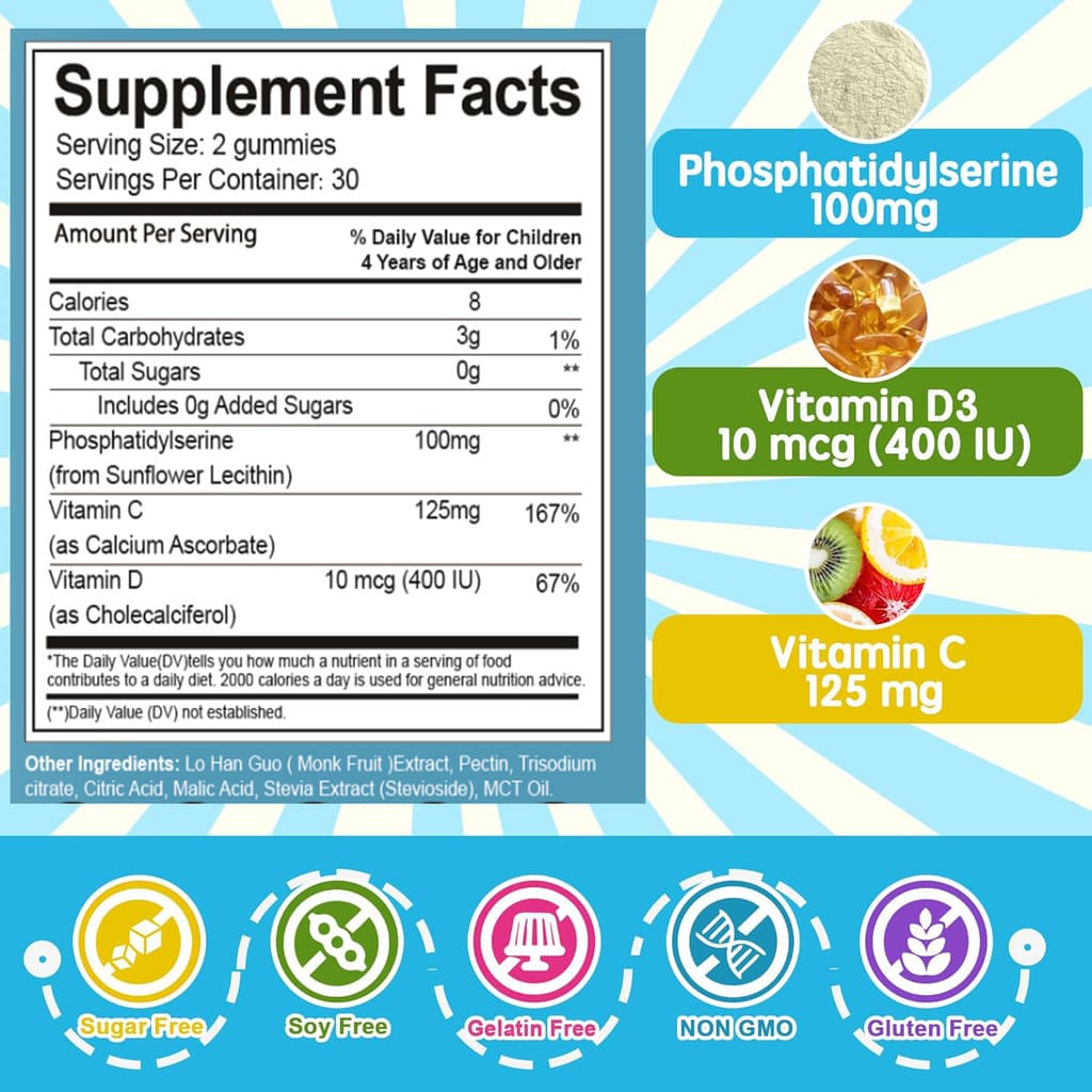 Phosphatidylserine Gummies ส่งเสริมพัฒนาการสมอง เพิ่มความสามารถในการเรียนรู้และสมาธิ รูปที่ 6