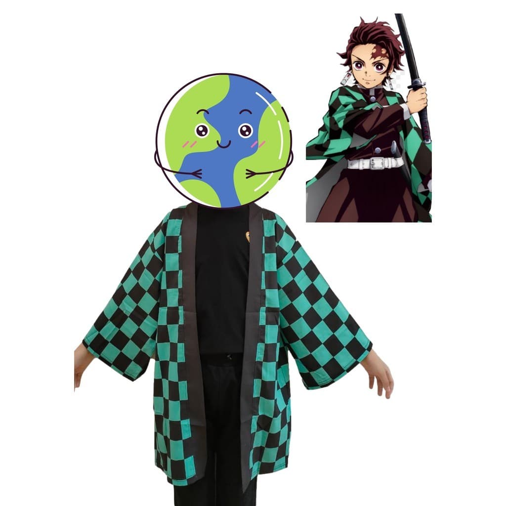 เสื้อคลุมดาบพิฆาตอสูร Demon Slayer Kimetsu No Yaiba Cosplay เสื้อทันจิโร่ รูปที่ 2