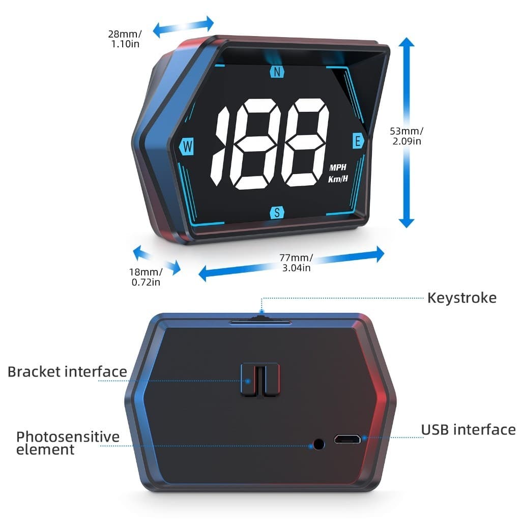 GPS HUD จอแสดงความเร็ว เข็มทิศ รถยนต์หัวขึ้นแสดง USB รถ HUD แสดงความเร็วรถ สำหรับรถบรรทุกรถบัสทุก รูปที่ 6