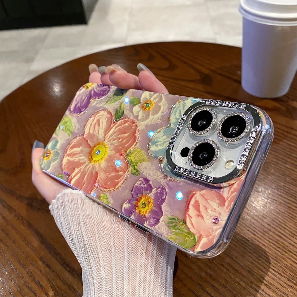 ปลอกสําหรับ iPhone 17 Air 16 15 Pro Max 11 14 12 13 Creative Blu-ray Design ภาพวาดสีน้ํามันดอกไม้กันกระแทก TPU Anti-scratch เคสโทรศัพท์พร้อมฟิล์มกล้องเกราะป้องกัน รูปที่ 6