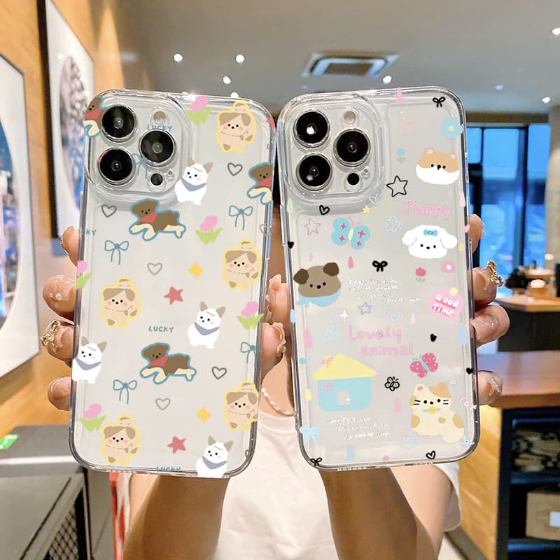 การ์ตูนน่ารักผีเสื้อสุนัขคู่สําหรับredmi 13 14C 12 13Cหมายเหตุ14 13 12 11 Pro Plus Turbo 12S 11 10S 9S Proสนุกคําสัตว์หรูหราใสกันกระแทกTPUนุ่ม รูปที่ 8