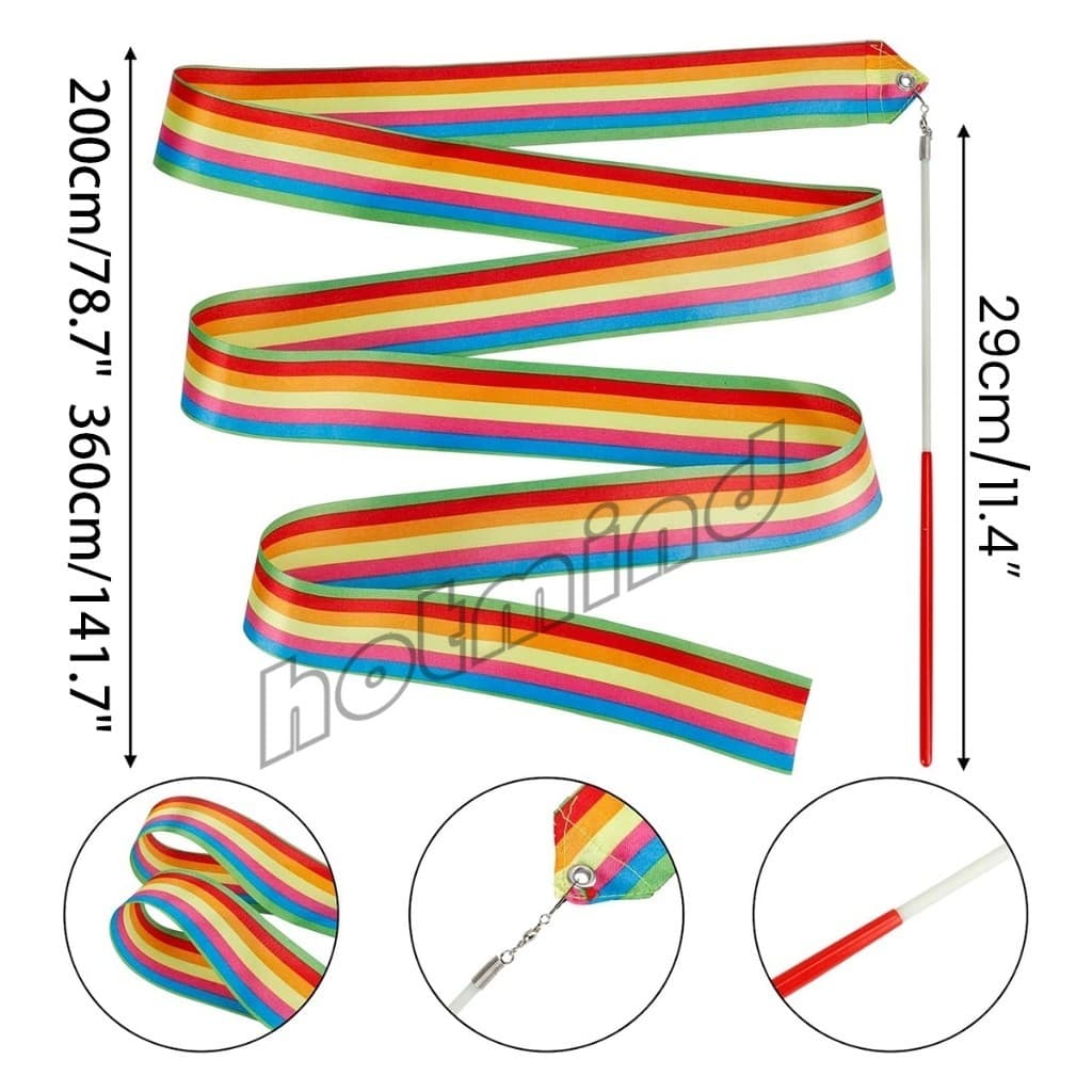 HD 2 เมตร 3.6 เมตร ริบบิ้น มาพร้อมก้านจับ ออกกำลังกาย ริบบิ้น ยิมนาสติกลีลา Dancing Ribbon รูปที่ 8