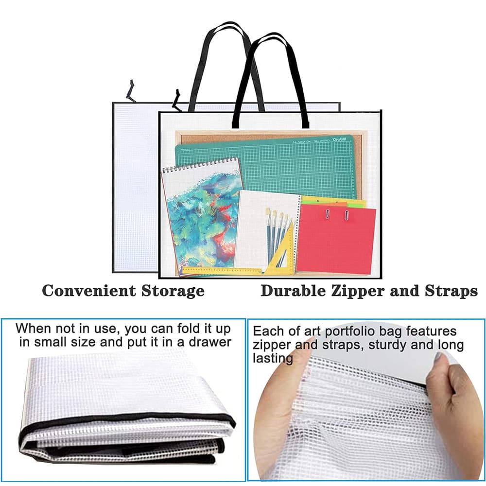 63 ซม.X 48 ซม.Art Portfolio Bag, Artist Supply Organizer พร้อมที่จับ,ซิปโฟลเดอร์จัดเก็บสําหรับงานศิลปะ,โปสเตอร์,สมุดภาพ, Keepsake และ Bulletin Board รูปที่ 5