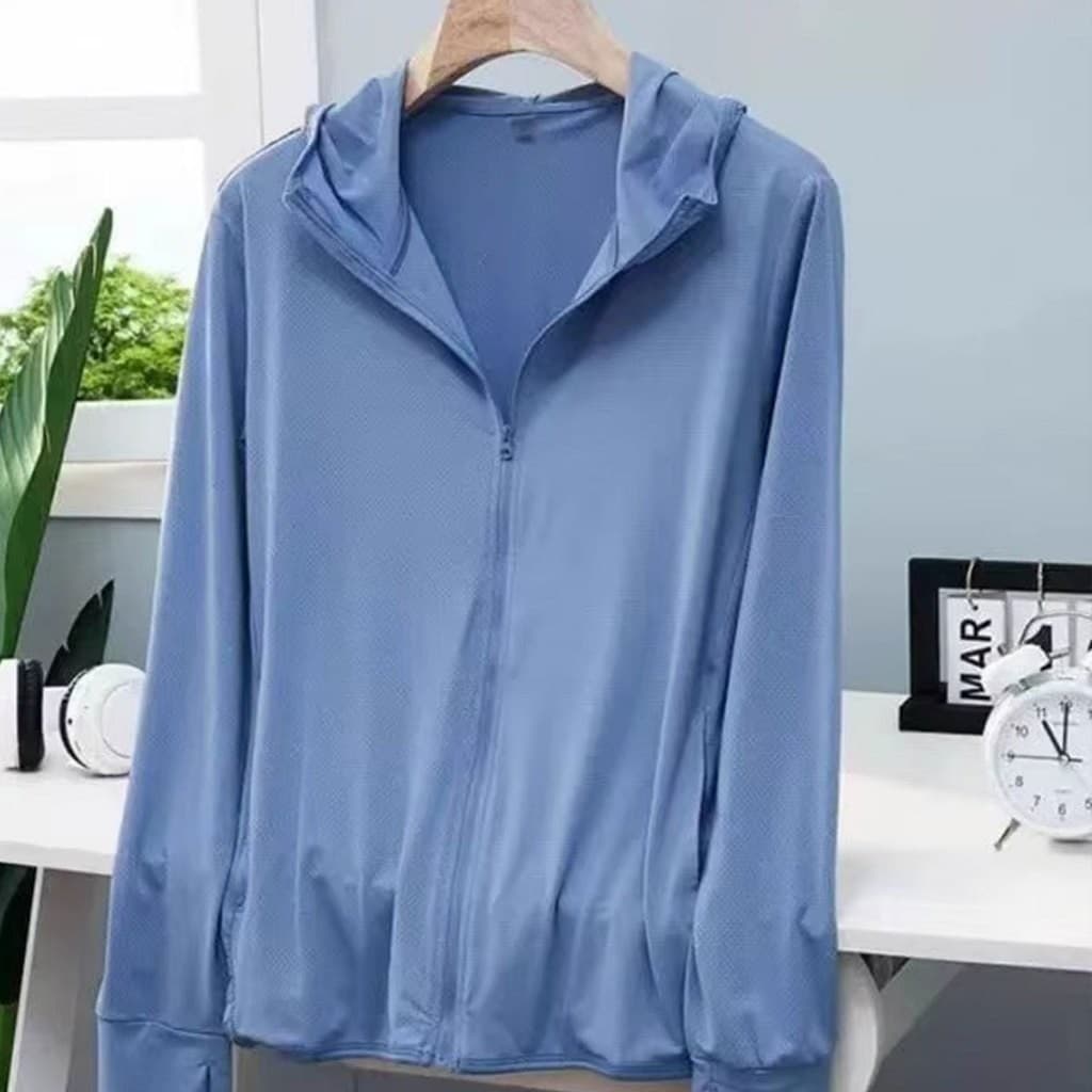 เสื้อกันแดด UPF50+ ผ้าไอซ์ ชุดฤดูร้อน สำหรับผู้ชายและผู้หญิง แบบบางเบา มี 7 สีให้เลือก รูปที่ 4