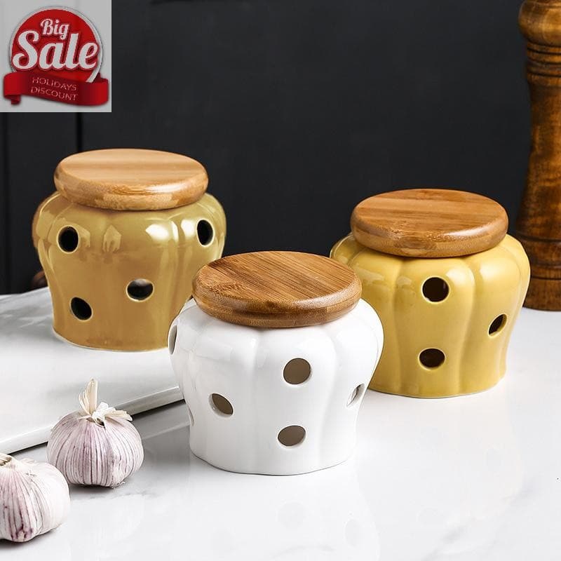 Af เซรามิคสีขาวกระเทียม Jar พร้อมฝาปิดประณีต Hollow Storage Jar กระเทียมขิง Jar เทียนโคมไฟในครัวเรือน Candy กล่อง A รูปที่ 1