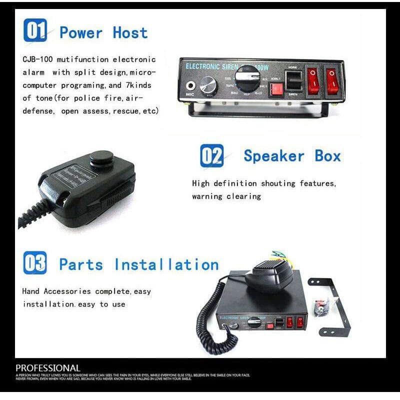 กล่องเสียง CJB 200W Siren ดังสนั่น ไซเรน กู้ภัย 12V 24V รูปที่ 6