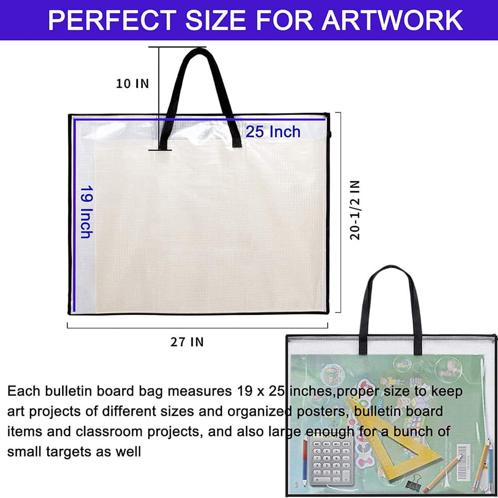 63 ซม.X 48 ซม.Art Portfolio Bag, Artist Supply Organizer พร้อมที่จับ,ซิปโฟลเดอร์จัดเก็บสําหรับงานศิลปะ,โปสเตอร์,สมุดภาพ, Keepsake และ Bulletin Board รูปที่ 4