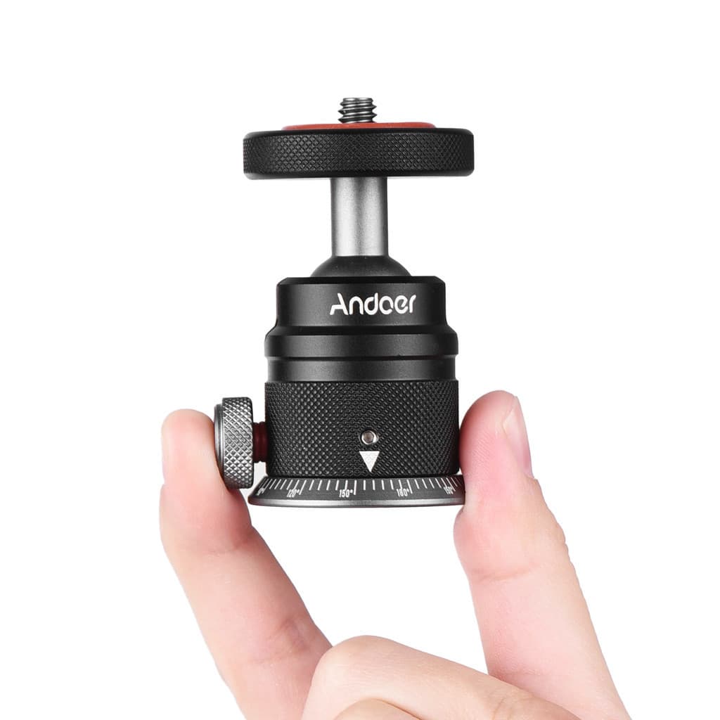 Andoer ขาตั้งกล้องอลูมิเนียมอัลลอยด์ หัวบอลพาโนรามา 360° หมุนได้ 180° เมาท์ขาตั้งกล้อง 1/4 พร้อมฐานสเกล สําหรับกล้อง DSLR รูปที่ 5