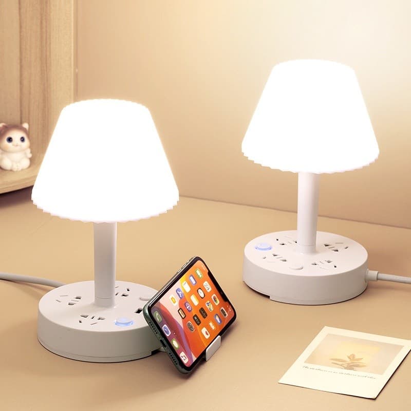 โคมไฟตั้งโต๊ะ โคมไฟ led โคมไฟหัวเตียง โคมไฟตั้งโต๊ะทำงาน/แสงอบอุ่นพร้อมช่องเสียบ USB หรี่แสงได้ รูปที่ 3
