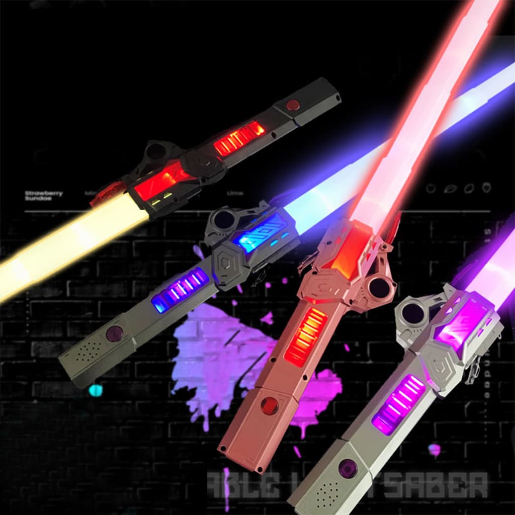 2 in 1 ไลท์เซเบอร์ Star Wars 7 สี 2 ชิ้น ดาบเลเซอร์พับเก็บได้เปลี่ยนสีเหนี่ยวนำ แท่งเรืองแสง LED ดาบแฟลช หลายรูปแบบ รูปที่ 3