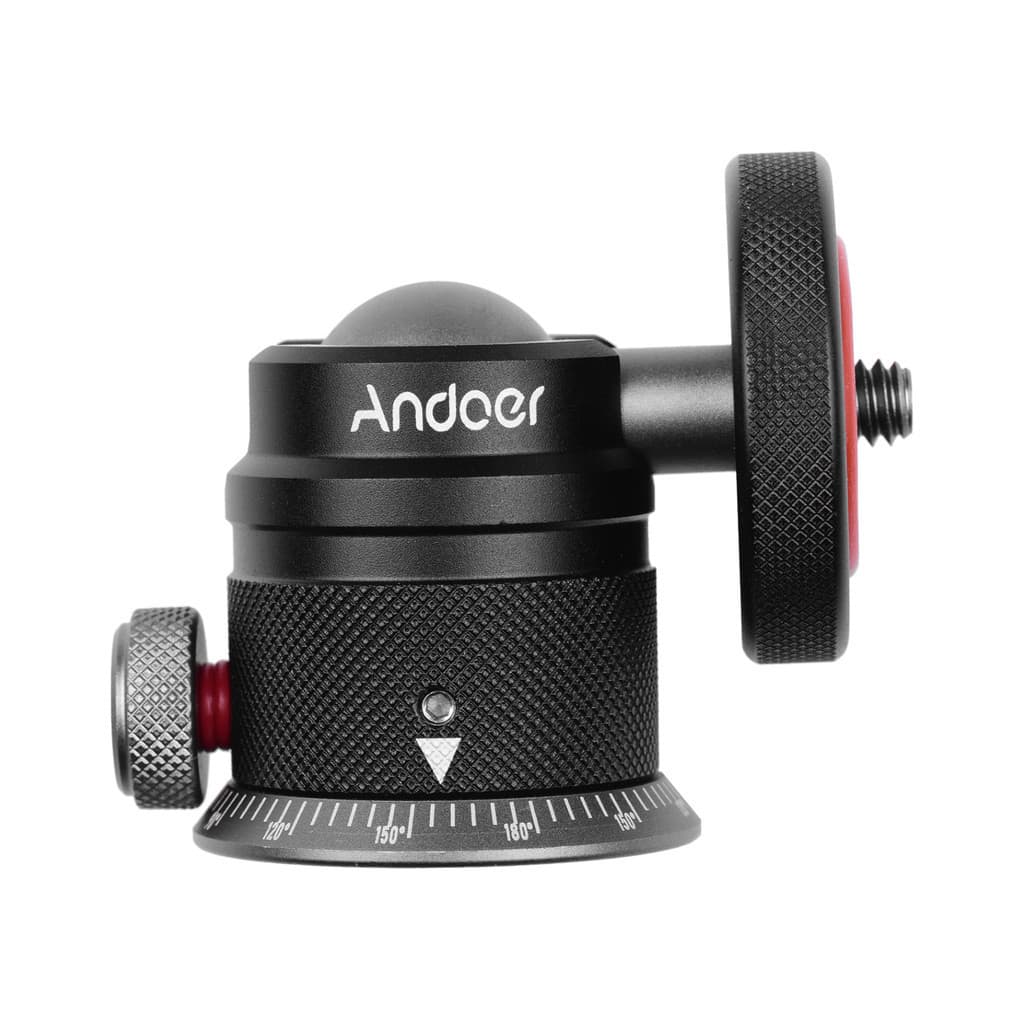 Andoer ขาตั้งกล้องอลูมิเนียมอัลลอยด์ หัวบอลพาโนรามา 360° หมุนได้ 180° เมาท์ขาตั้งกล้อง 1/4 พร้อมฐานสเกล สําหรับกล้อง DSLR รูปที่ 8