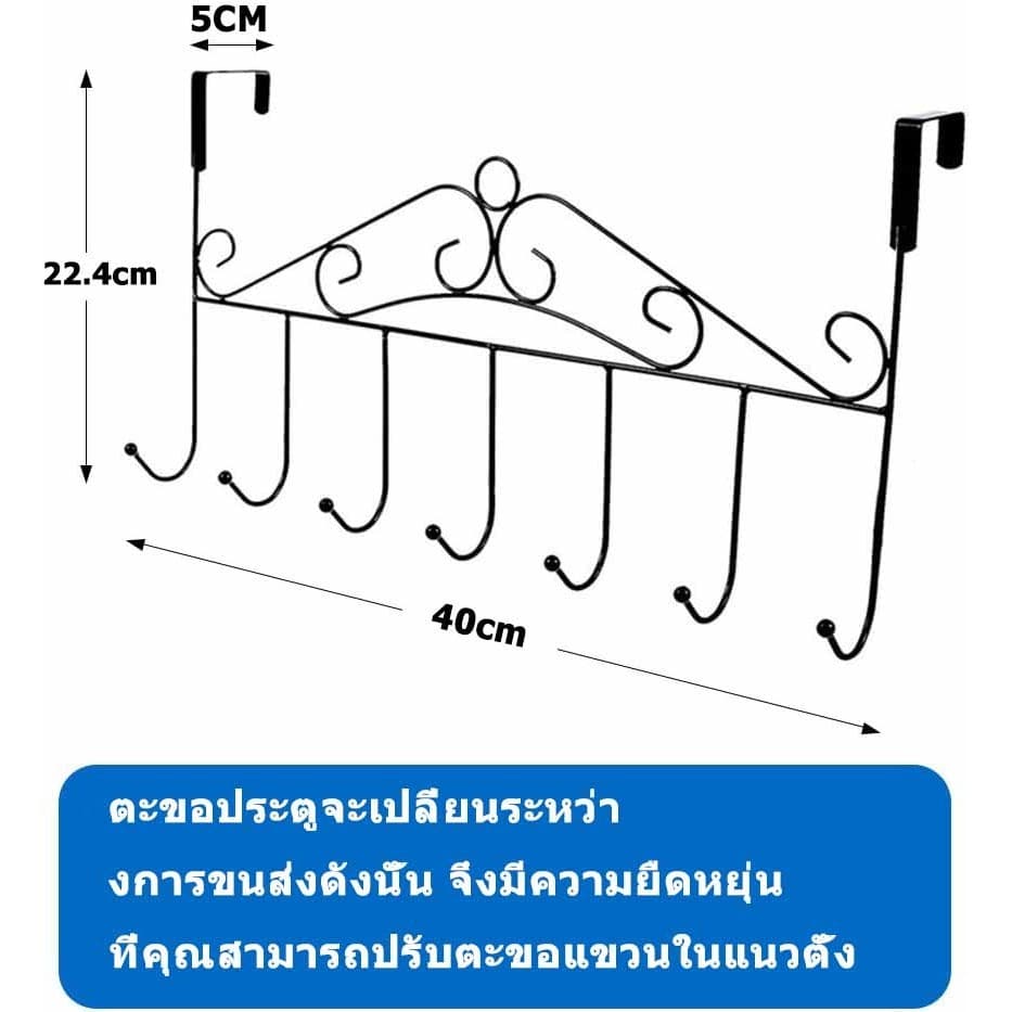 ที่แขวนประตูห้องน้ำ ไม้แขวนเสื้อ แขวนอยู่ด้านหลังประตู ไม่ต้องใช้ตะปูตอก ตะขออเนกประสงค์ แข็งแรง รูปที่ 2