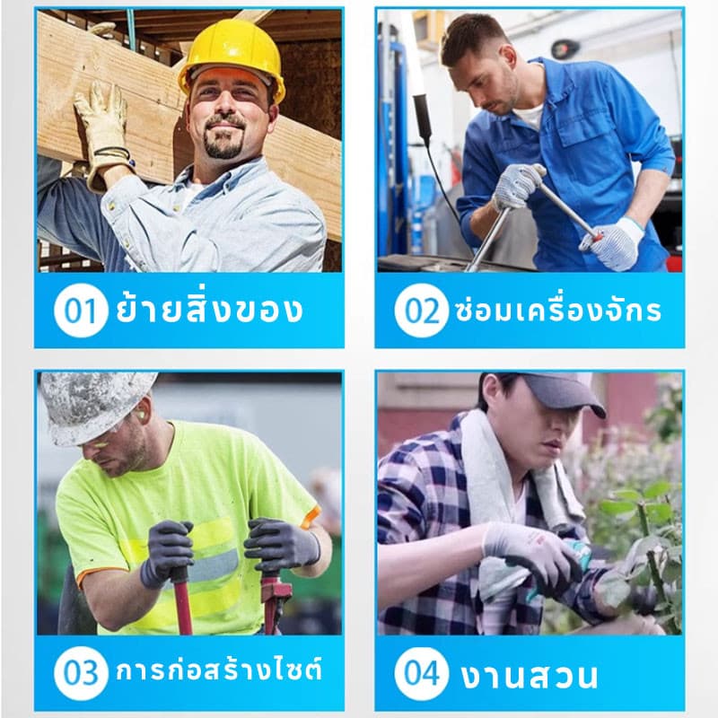 3M ถุงมือไนล่อนเคลือบไนไตร PU กันบาด ลื่น มัน ใส่สบาย ระบายอากาศดี ขนาด ทนการเสียดสี ถุงมือช่าง gloves ถุงมือปอกทุเรียน รูปที่ 9
