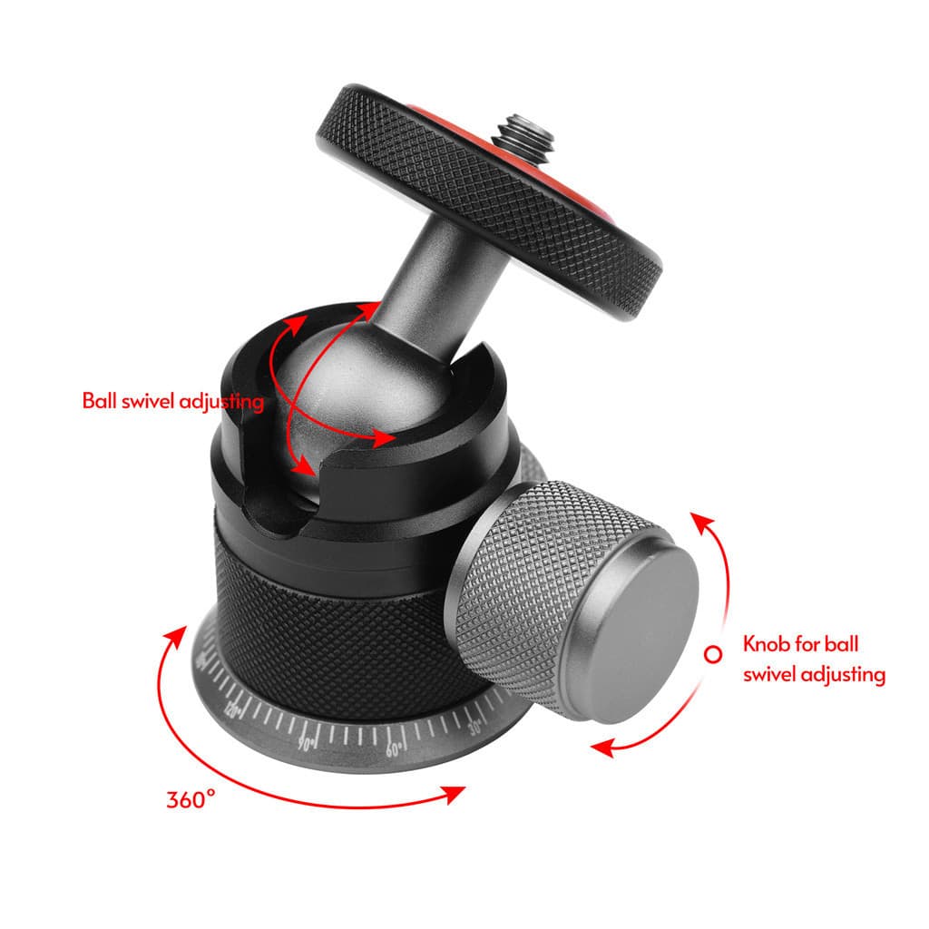 Andoer ขาตั้งกล้องอลูมิเนียมอัลลอยด์ หัวบอลพาโนรามา 360° หมุนได้ 180° เมาท์ขาตั้งกล้อง 1/4 พร้อมฐานสเกล สําหรับกล้อง DSLR รูปที่ 6