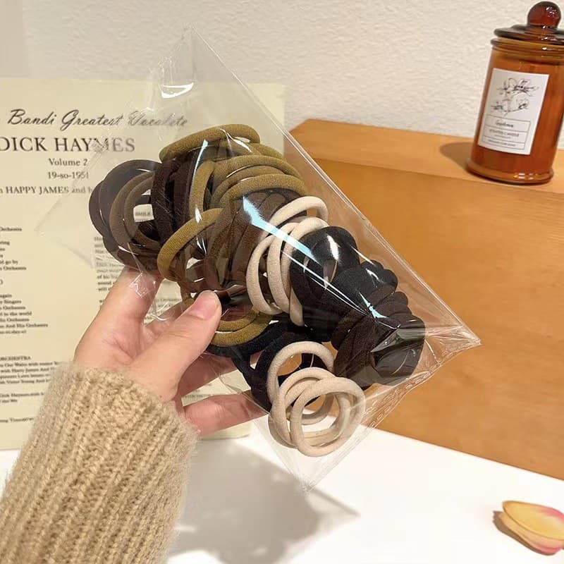 Fifty Milk Coffee Color Rubber Band Hair Tie รูปที่ 3