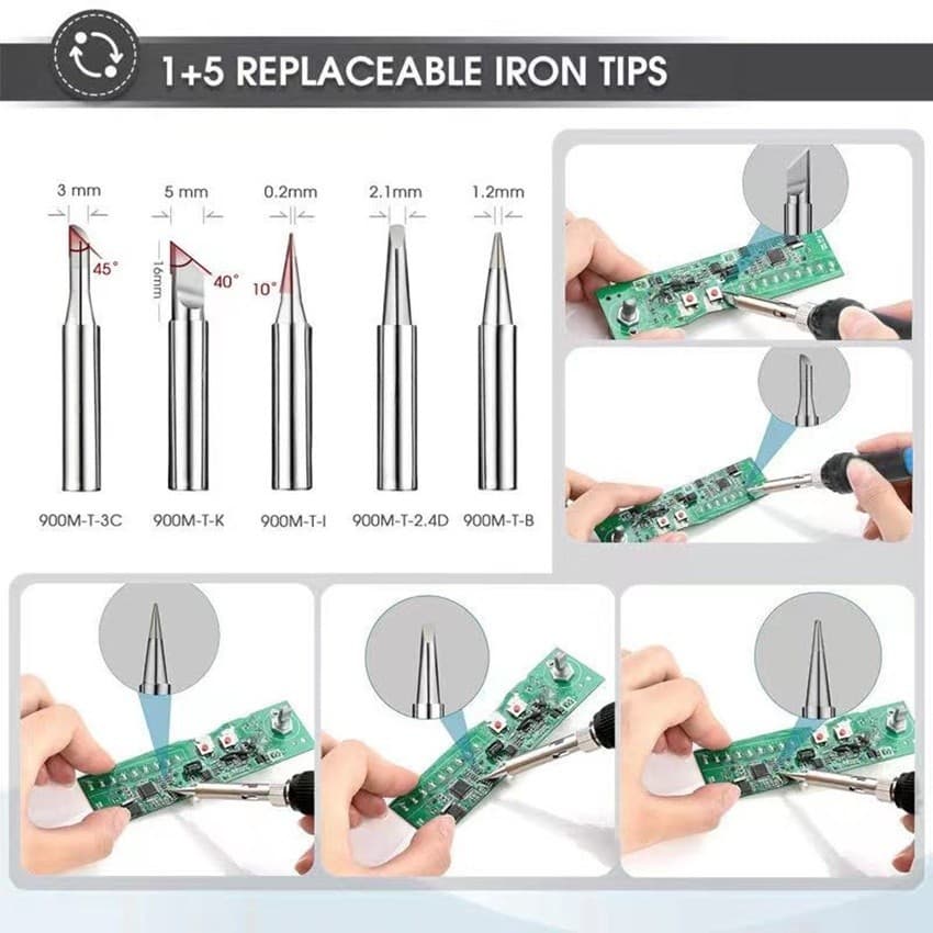 ถูกสุดชุดบัดกรี 60W ปรับอุณหภูมิได้ จอแอลซีดีหัวแร้งไฟฟ้า ปั๊มเครื่องมือเชื่อม หัวแร้งบัดกรี electric soldering iron รูปที่ 6