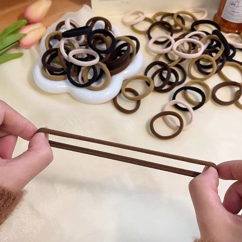 Fifty Milk Coffee Color Rubber Band Hair Tie รูปที่ 4