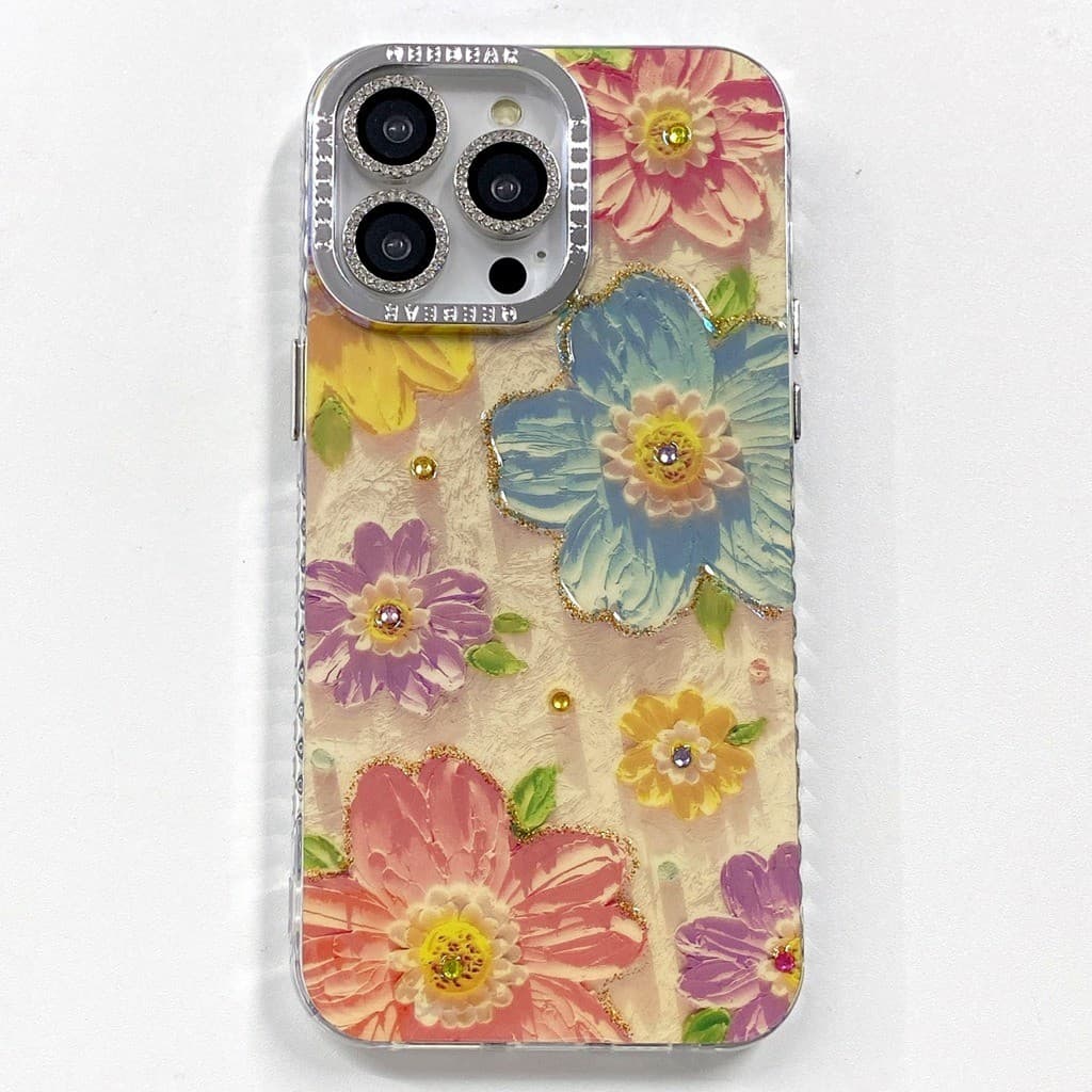 ปลอกสําหรับ iPhone 17 Air 16 15 Pro Max 11 14 12 13 Creative Blu-ray Design ภาพวาดสีน้ํามันดอกไม้กันกระแทก TPU Anti-scratch เคสโทรศัพท์พร้อมฟิล์มกล้องเกราะป้องกัน รูปที่ 9