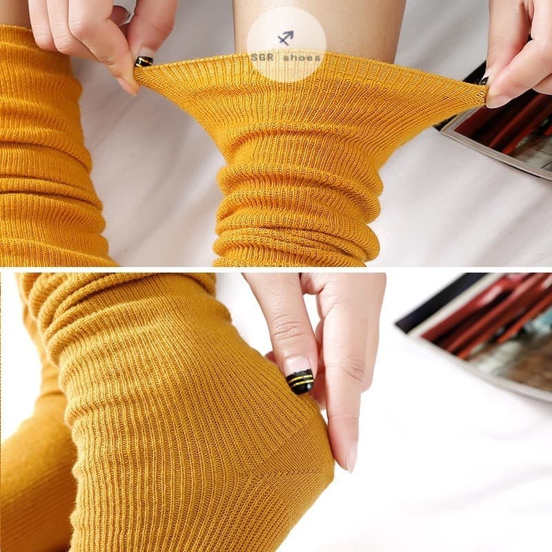 ถุงเท้าแฟชั่น ข้อยาว สีโทนพาสเทล ผ้าเบาสบาย ไม่อับชื้น รูปที่ 2