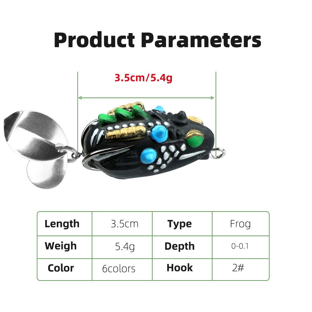 5 ชิ้นชุด 3.5 ซม./5.4g กบอ่อนตกปลา Lure Mini Soft Lure Double Upgrated Hook Top Water รูปที่ 2
